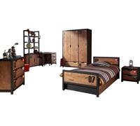 Set Alex composé d'une table de nuit, d'un lit simple, d'un tiroir de lit, d'un bureau, d'une commode et d'une armoire 3 portes.