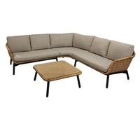 Set angle Tornado en aluminium/wicker avec coussins - graph/naturel/beige