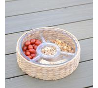 Set apéritif 3 compartiments en rotin