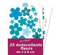Set autocollants fleurs bleues I flower-power autocollant pour vélo ordinateur portable smartphone voiture I résiste aux intempéries I kfz_241