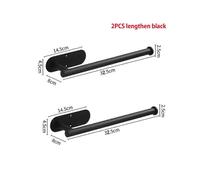(Set B) Self Adhesive Roll Holder Punch-Free Roll Paper Holder Stainless Steel Toilet Roll Paper Holder For Kitchen Bathroom Black Rack
