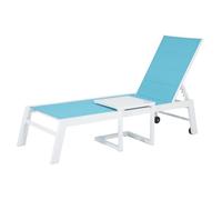 Set transat et table d'appoint barbados textilène bleu - aluminium blanc