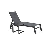 Set bain de soleil et table d'appoint BARBADOS en textilène gris - aluminium gris anthracite