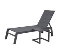 Set Bain De Soleil Et Table D'appoint Barbados En Textilène Gris - Aluminium Gris Anthracite Gris