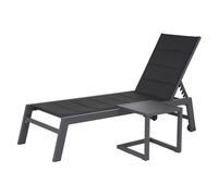 Set transat et table d'appoint barbados textilène noir - aluminium anthracite
