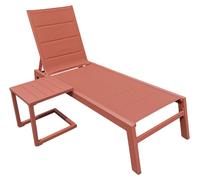 Set Bain De Soleil Et Table D'appoint Barbados En Textilène Terracotta - Aluminium Terracotta Orange