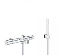 Set bain/douche Mitigeur thermostatique Grohtherm 800 + Stick de douche mural 1 jet, Chrome (34770000-CUBESTICK)