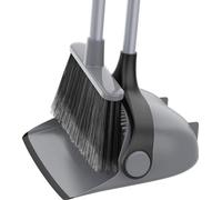 Set balai, pelle et brosse à long manche, balai droit et pelle à poussière pour le nettoyage des sols, gris