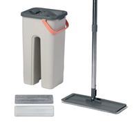 Set balai plat, seau essoreur, système d'essorage, 2 compartiments, 3 L