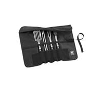 Set BBQ+ ZWILLING, 5 pièces, ustensiles de Barbecue avec Sac de Transport, spatule, Pince, Fourchette, Brosse, Manches Extra Longs, Lavable au Lave-Vaisselle, Acier Inoxydable