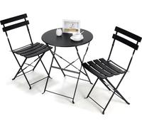 Set bistrot 2 personnes - métal - 3 pièces - table & 2 chaises bistrot - balcon, jardin & terrasse - noir
