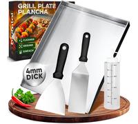 Set Blumtal Plancha Plaque de cuisson en acier inoxydable avec 2 spatules et une bouteille d'huile Inoxydable et robuste - 30 x 40 cm