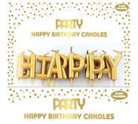 Set bougies d'anniversaire Happy Birthday, or