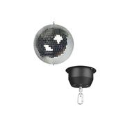 Set boule disco à facettes Ø 10 cm + moteur 4W, boule rotative en verre facetté réfléchissant, 1,8-2,5 tpm, charge 5 kg, système de suspension sécurisé pour montage au plafond, accessoire pour piste