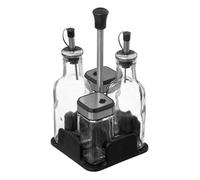 Paris Prix – Set bouteilles Huile/Vinaigre et Sel/Poivre – 23 cm – Noir