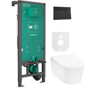 Set bouton de chasse d'eau Hansgrohe Element E 66003670, cuvette de WC Hansgrohe EluPura S 60193450, 01022180, 60148450