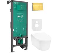 Set bouton de chasse d'eau Hansgrohe Element E 66003990, cuvette de WC Hansgrohe EluPura S 60193450, 01022180, 60148450