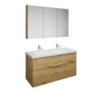 Set burgbad Eqio, composé d'une armoire de toilette à droite, d'un lavabo en céramique avec 2 trous pour robinetterie et d'un meuble souslavabo, largeur 1230mm, SFAO123LF5662C0001G0146, Couleur: Décor