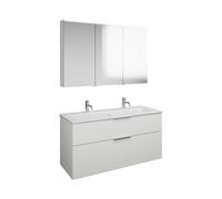 Set burgbad Eqio, composé d'une armoire de toilette à droite, d'un lavabo en céramique Slim avec 2 trous pour robinetterie et d'un meuble souslavabo, largeur 1220mm, SHCQ122LF2009C0001G0146, Couleur: