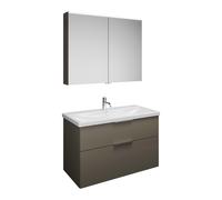 Set burgbad Eqio, composé d'une armoire de toilette, d'un lavabo en céramique et d'un meuble sous-lavabo, largeur 1030mm, SFAN103F2010C0001G0146, Couleur: Gris brillant / Gris brillant, poignée chromé