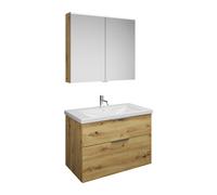 Set burgbad Eqio, composé d'une armoire de toilette, d'un lavabo en céramique et d'un meuble sous-lavabo, largeur 930mm, SFAN093F5662C0001G0146, Couleur: Décor chêne Urban / Décor chêne Urban, Poignée