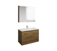 Set burgbad Eqio, composé d'une armoire de toilette, d'un lavabo en céramique Slim et d'un meuble sous-lavabo, largeur 920mm, SHCP092F5662C0001G0146, Couleur: Décor chêne Urban / Décor chêne Urban, Po
