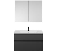 Set burgbad Eqio, composé d'une armoire de toilette, d'un lavabo en céramique Slim et d'un meuble sous-lavabo, largeur 1020mm, SHCP102F6584C0001G0252