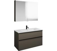 Set burgbad Eqio, composé d'une armoire de toilette, d'un lavabo en céramique Slim et d'un meuble sous-lavabo, largeur 1020mm, SHCP102F2010C0001G0252
