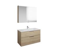 Set burgbad Eqio, composé d'une armoire de toilette, d'un lavabo en céramique Slim et d'un meuble sous-lavabo, largeur 1020mm, SHCP102F3180C0001G0146, Couleur: Gris foncé mat / Gris foncé mat, poignée