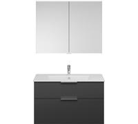 Set burgbad Eqio, composé d'une armoire de toilette, d'un lavabo en céramique Slim et d'un meuble sous-lavabo, largeur 1020mm, SHCP102F6584C0001G0146