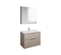 Set burgbad Eqio, composé d'une armoire de toilette, d'un lavabo en céramique Slim et d'un meuble sous-lavabo, largeur 820mm, SHCP082F6583C0001G0146, Couleur: Gris clair mat / Gris clair mat, poignée 