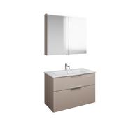 Set burgbad Eqio, composé d'une armoire de toilette, d'un lavabo en céramique Slim et d'un meuble sous-lavabo, largeur 920mm, SHCP092F6583C0001G0146, Couleur: Gris clair mat / Gris clair mat, poignée