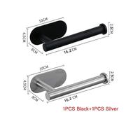 (Set C) Self Adhesive Roll Holder Punch-Free Roll Paper Holder Stainless Steel Toilet Roll Paper Holder For Kitchen Bathroom Black Rack