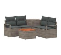 Set Canapé Jardin 6 Pièces Poly Rotin Acier Gris et Gris Foncé avec Table | Design modulable, coussins confortables inclus, entretien facile, idéal terrasse et jardin, résistant aux intempéries