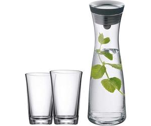 Set carafe à eau 3 pièces Décanteur 1 L avec 2 verres à eau 250 ml verre hauteur 30,2 cm Décanteur en verre avec couvercle Couvercle en silicone CloseUp fermeture, Basic.