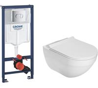 Set châssis encastré avec bouton de chasse d'eau Grohe Solido 38981000, cuvette de WC Roca Hebe A34H138000