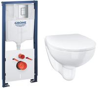 Set châssis encastré avec bouton et joint Grohe Solido 39930000, cuvette WC avec abattant à descente lente Grohe Bau Ceramic 39899000