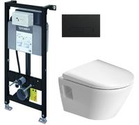 Set châssis encastré Duravit DuraSystem WD1011000000, cuvette WC avec abattant à descente lente Duravit D-Neo 45870900A1, WD5001031000