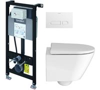 Set châssis encastré Duravit DuraSystem WD1011000000, cuvette WC avec abattant à descente lente Duravit D-Neo 45880900A1, WD5001011000