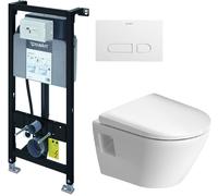 Set châssis encastré Duravit DuraSystem WD1011000000, cuvette WC avec abattant à descente lente Duravit D-Neo 45870900A1, WD5001011000