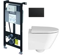 Set châssis encastré Duravit DuraSystem WD1011000000, cuvette WC avec abattant à descente lente Duravit D-Neo 45880900A1, WD5001031000