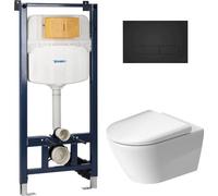 Set châssis encastré Duravit DuraSystem WD1029000000, cuvette WC avec abattant à descente lente Duravit D-Neo 45770900A1, WD5009031000