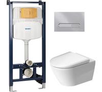 Set châssis encastré Duravit DuraSystem WD1029000000, cuvette WC avec abattant à descente lente Duravit D-Neo 45770900A1, WD5009021000