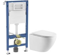 Set châssis encastré Geberit Duofix 111.170.00.2, cuvette WC avec abattant à descente lente Omnires Ottawa OTTAWAMWBP