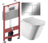 Set châssis encastré Tece Base 9400407, cuvette WC avec abattant à descente lente Omnires Fontana FONTANAMWBP, 9.240.401