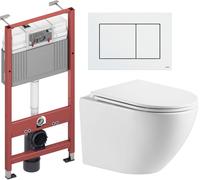 Set châssis encastré Tece Base 9400407, cuvette WC avec abattant à descente lente Omnires Ottawa OTTAWAMWBP, 9.240.400