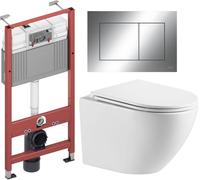 Set châssis encastré Tece Base 9400407, cuvette WC avec abattant à descente lente Omnires Ottawa OTTAWAMWBP, 9.240.401