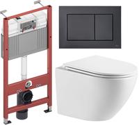 Set châssis encastré Tece Base 9400407, cuvette WC avec abattant à descente lente Omnires Ottawa OTTAWAMWBP, 9240407