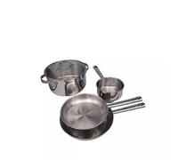 Set Cicla de 2 Poêles Inox D24 cm et D28 cm, une casserole D16 cm et un faitout D24 cm