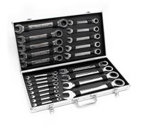Set Cles à cliquet 22 pièces 6-32 mm Clé de serrage Clè à fourche Clé plate Outil Coffret pratique